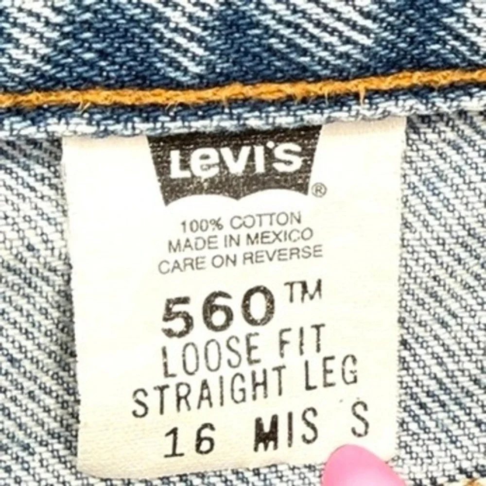 Vintage Y2K Levis 560 Loose Fit Straight Leg Jeans High Rise Blue Cotton‎ 16 S